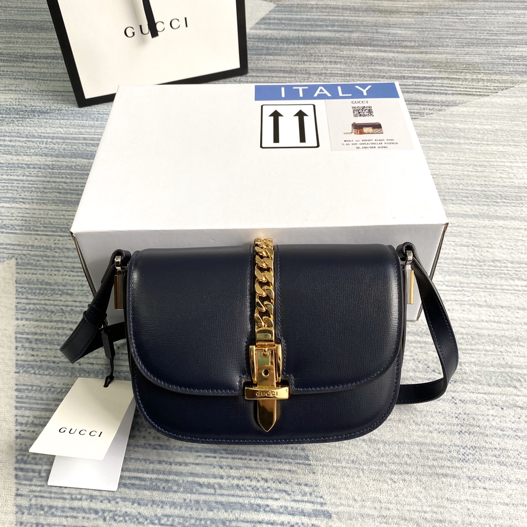 Gucci Sylvie 1969 Mini Shoulder Bag 615965 Dark blue